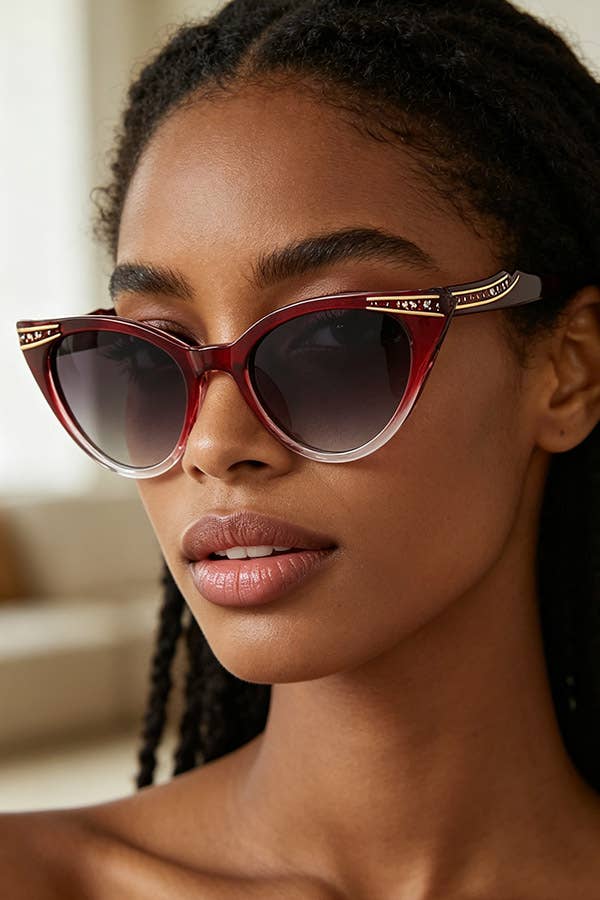 LA Jewelry Plaza - Rhinestone Cat Eye Sunglasses Set