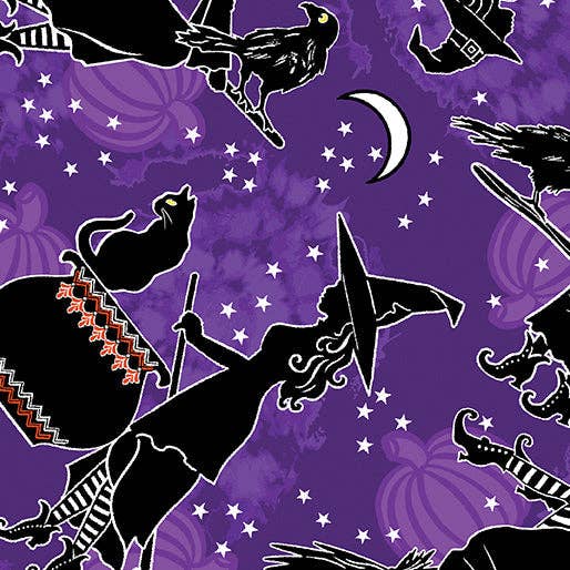Retrolicious - Glow in the Dark Witches Midi Dress: S