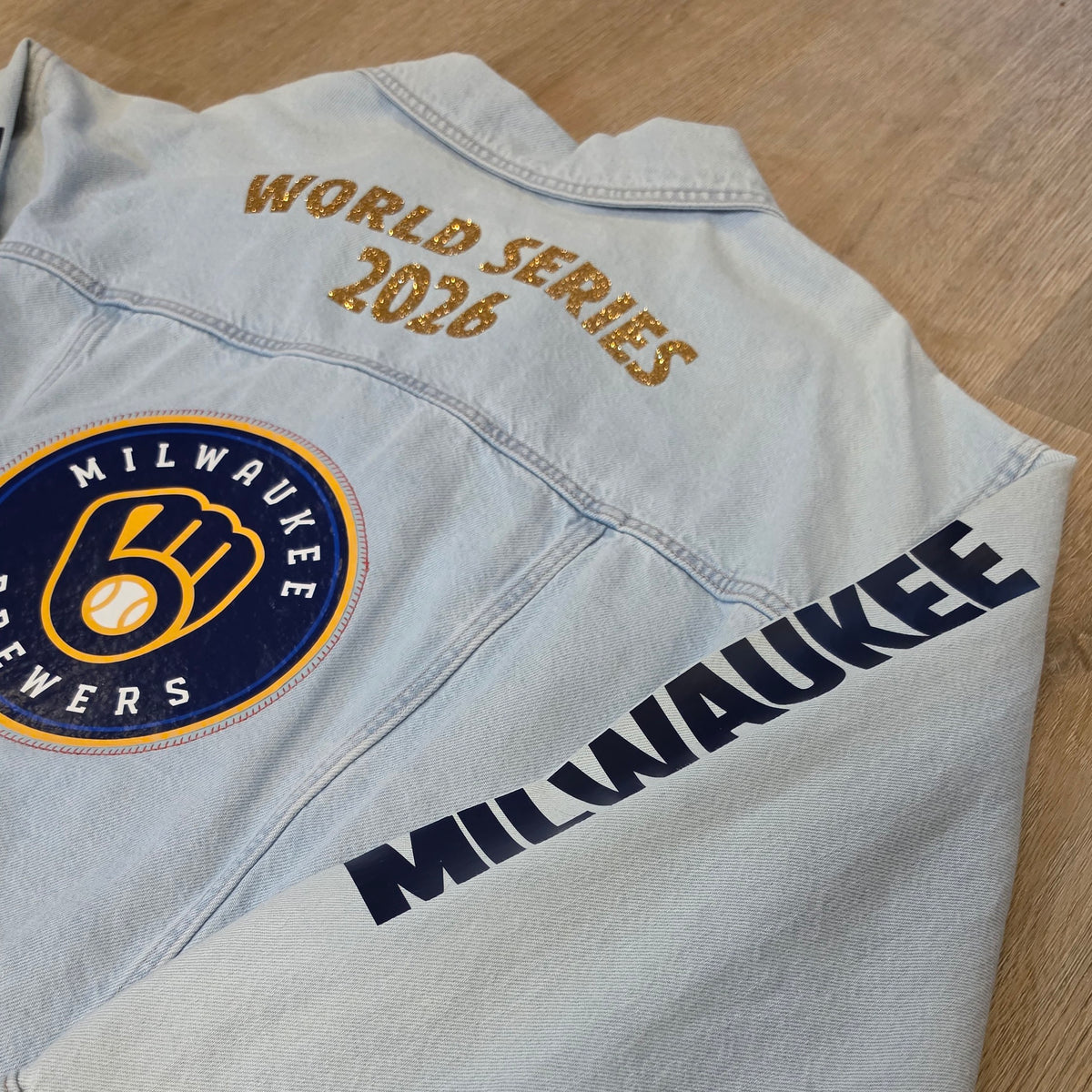 Custom One-of-kind Milwaukee Brewers "World Series 2026" Denim Jacket by Hollyville