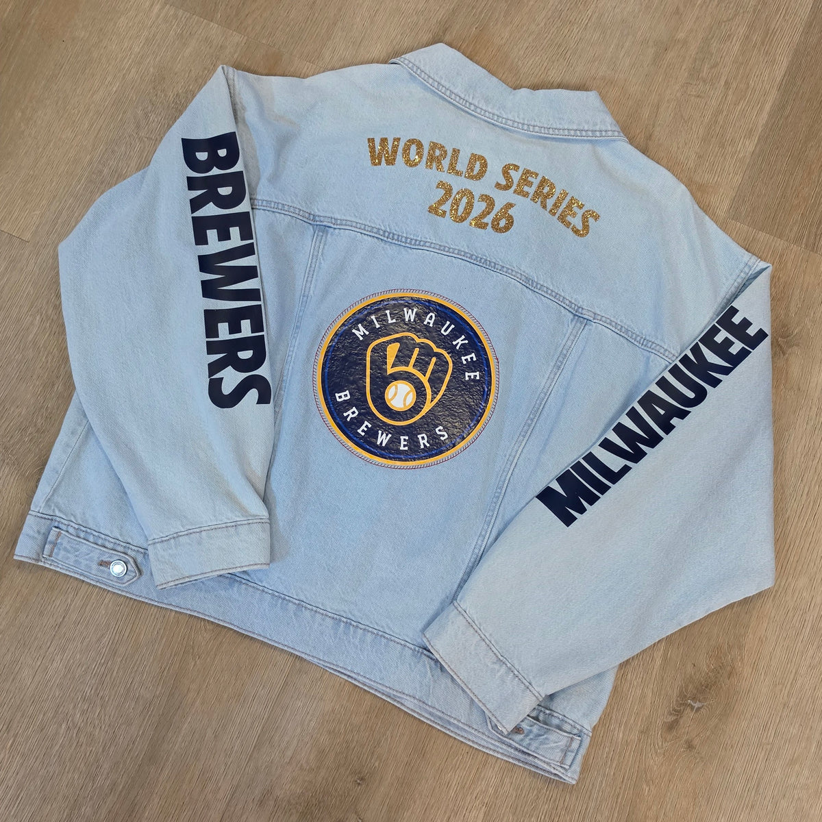 Custom One-of-kind Milwaukee Brewers "World Series 2026" Denim Jacket by Hollyville