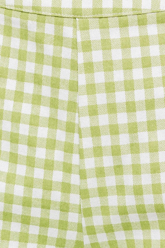 Straight Leg Gingham Pants in Green