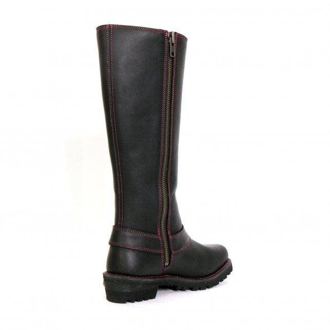 Hot Leathers - Hot Leathers BTL1006 Ladies 14-inch Black Knee-High Leather Boots with Side Zipper Entry: BLK/PNK / 7