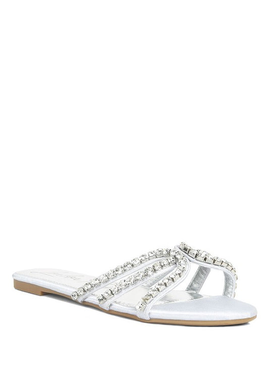 Rhinestone Strap Flat Sandals