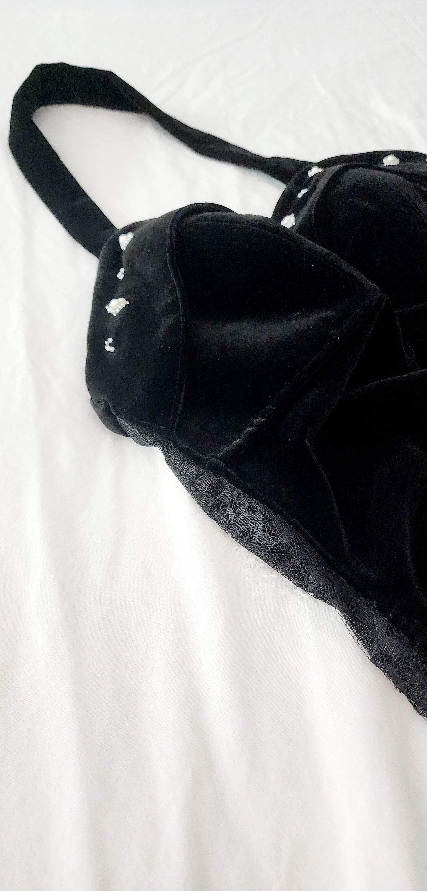 Black Velvet Lace Illusion Swimwear or Showgirl Performer Bodysuit by Hollyville