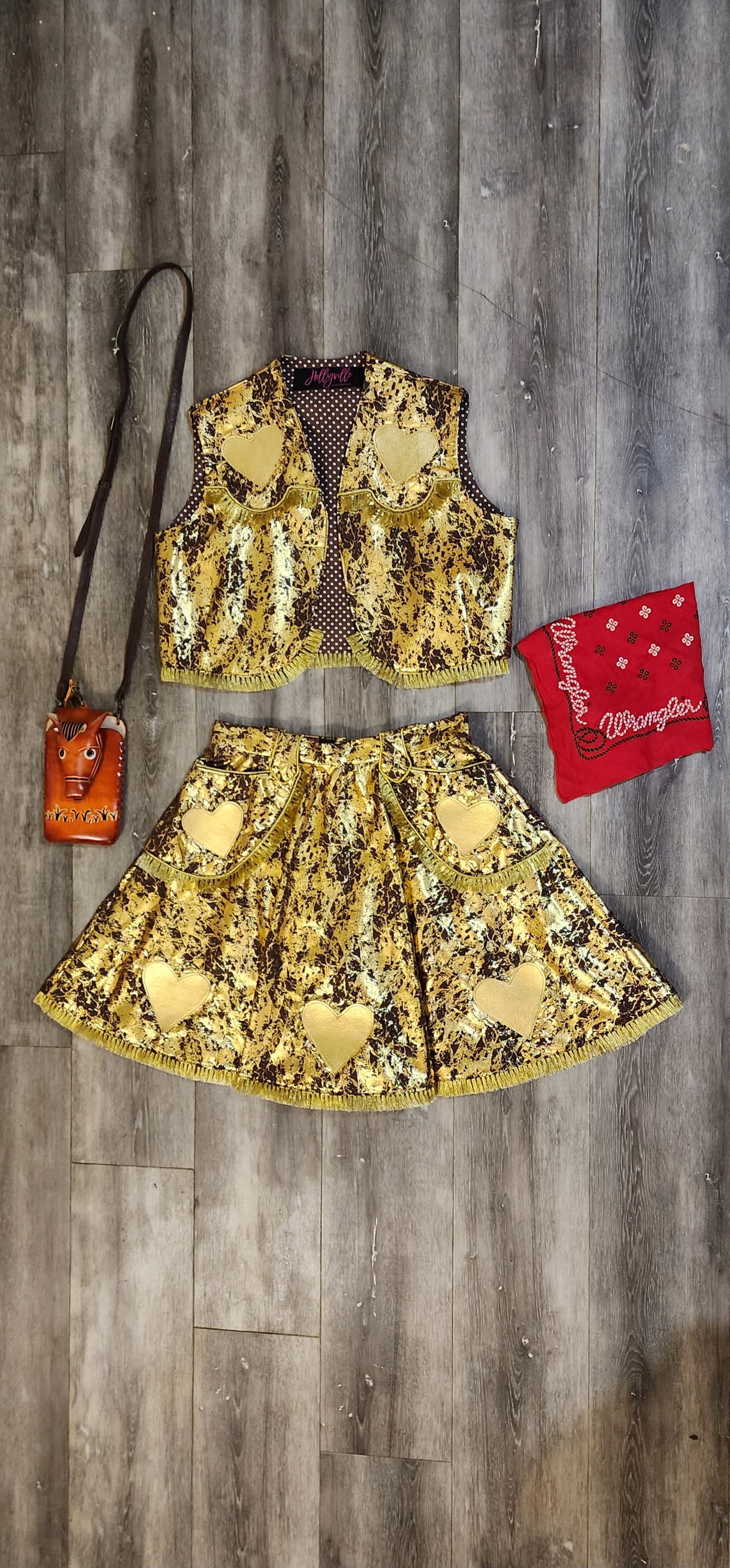 Rhinestone Cowgirl Western Vest and Skirt Set by Hollyville