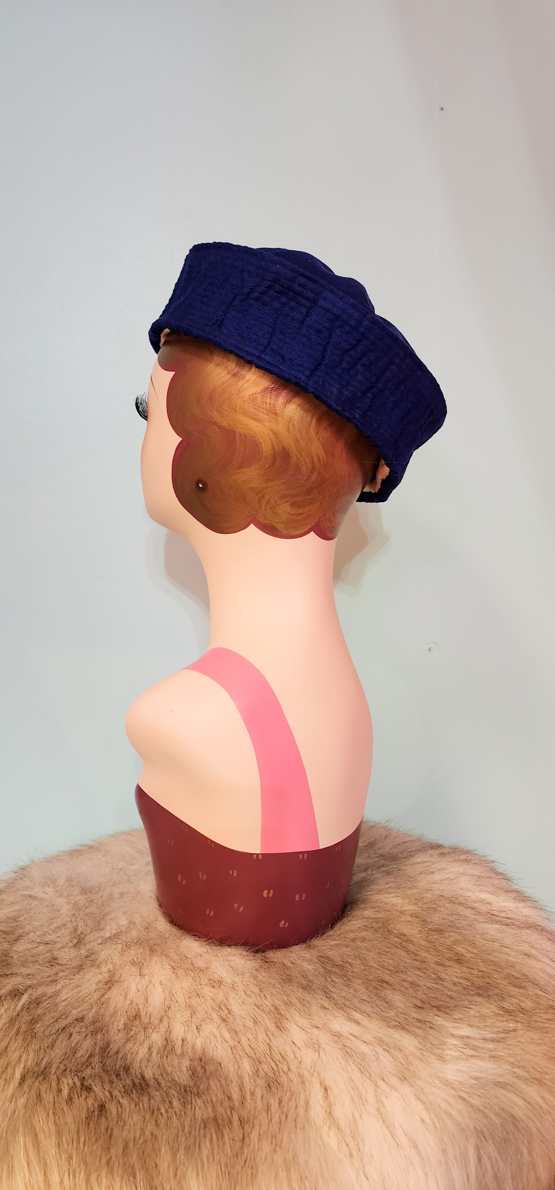Navy Suede Sailor Hat by Hollyville
