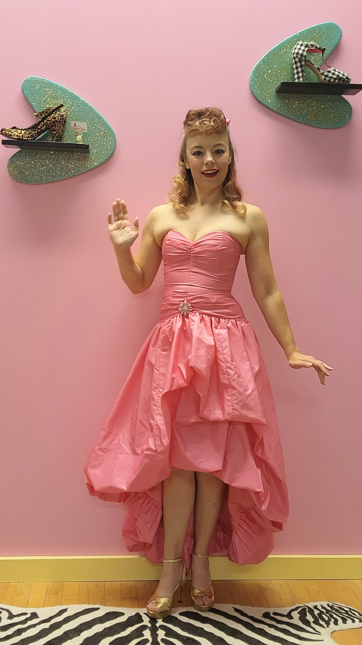 Vintage Pink Jessica McClintock for Gunne Sax High Low Bubble Dress