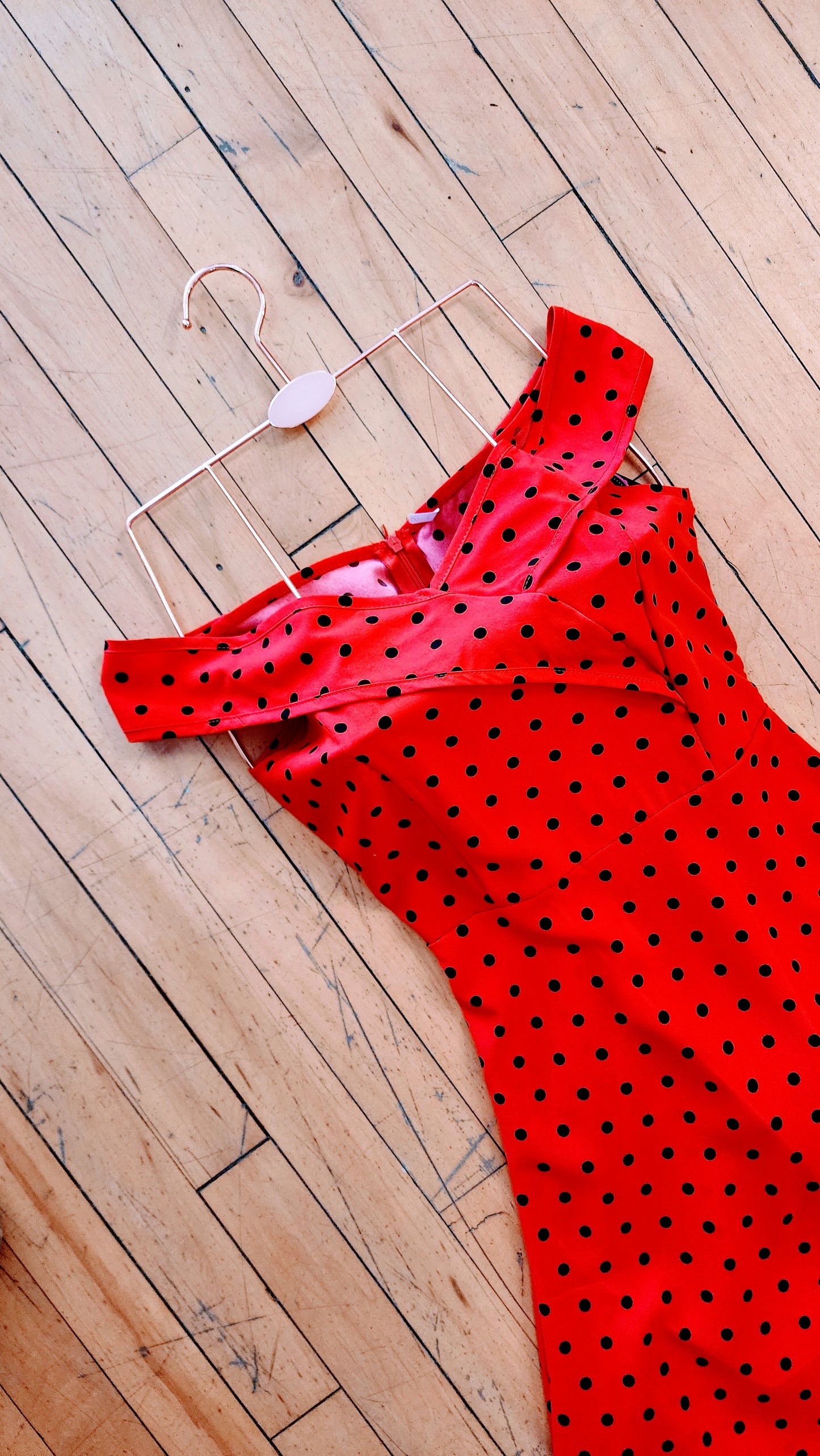 Red Polkadot Print Dress