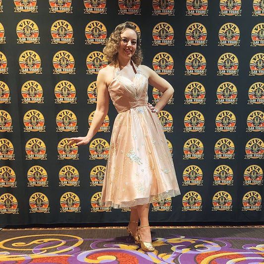 Handmade vintage inspired Pegasus Glittery Tulle Dress as seen in the VIVA Las Vegas Rockabilly Weekend Fashion Show 2024.