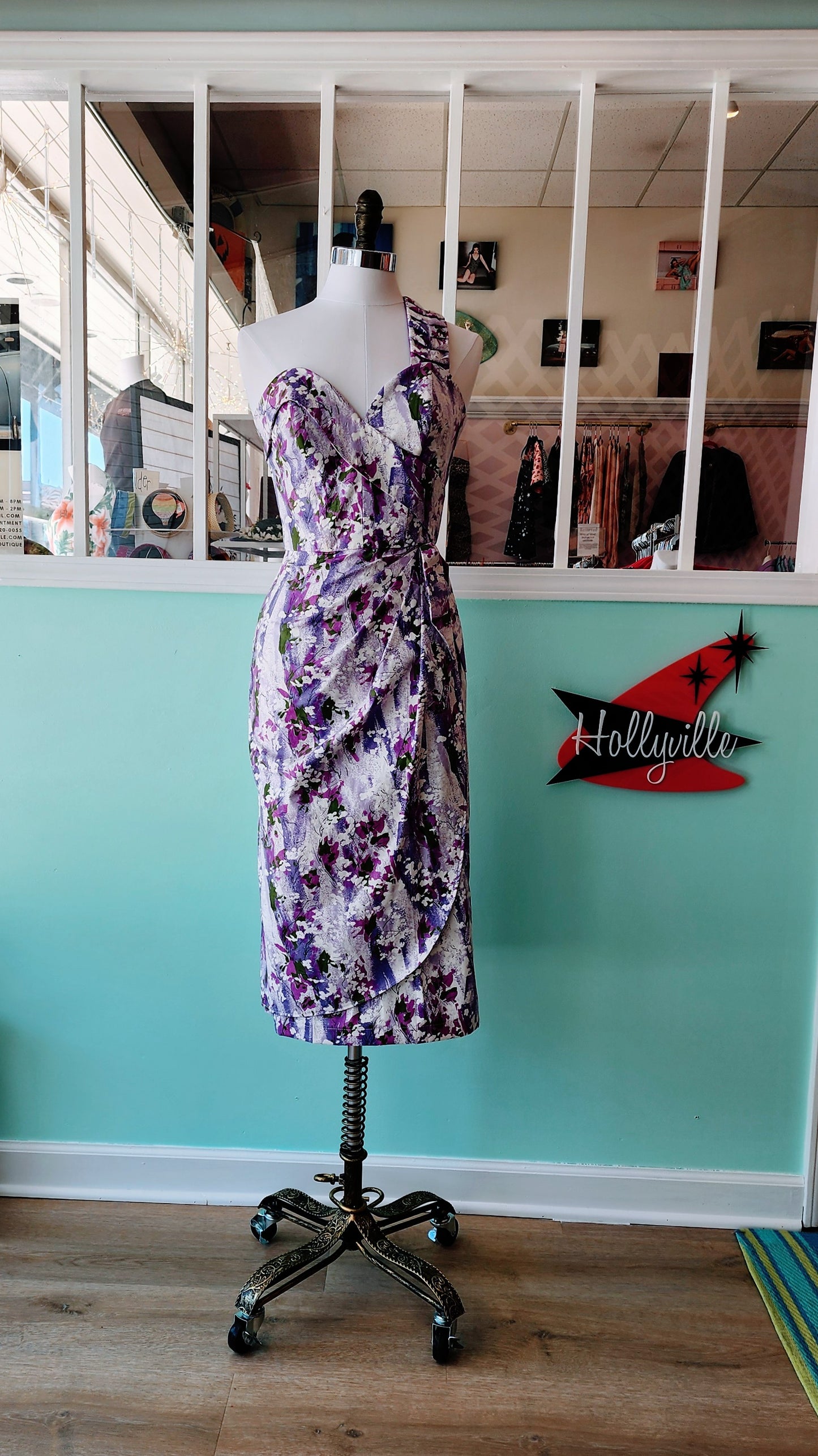 Purple Sarong Tiki Dress by Hollyville as seen in the VIVA Las Vegas Rockabilly Weekend Fashion Show #27 2024