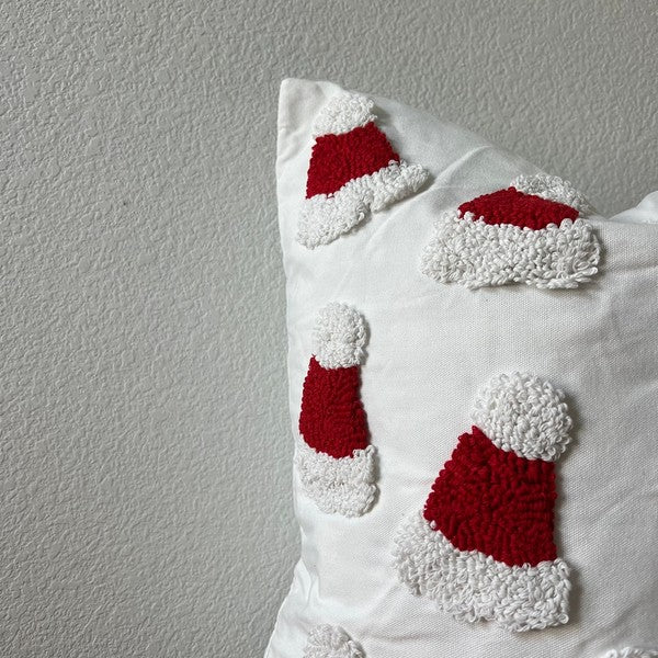 Santa Hat Throw Pillow Cover 20x20 Tufted Design