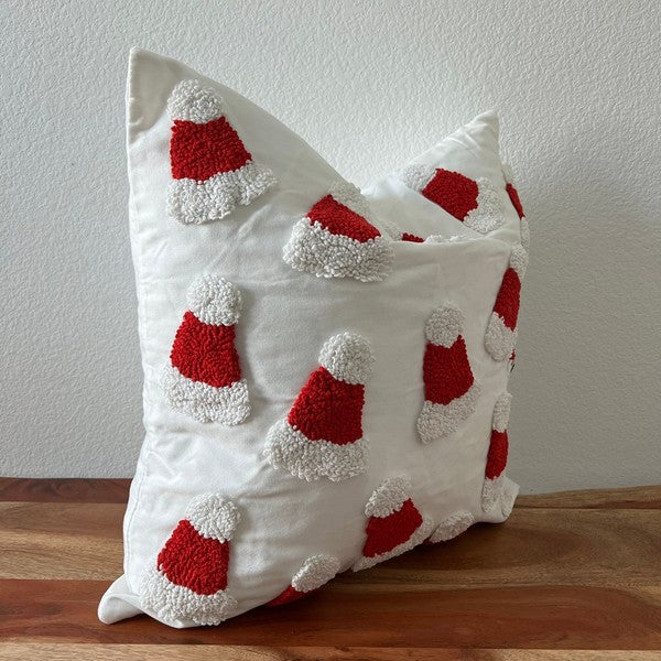 Santa Hat Throw Pillow Cover 20x20 Tufted Design