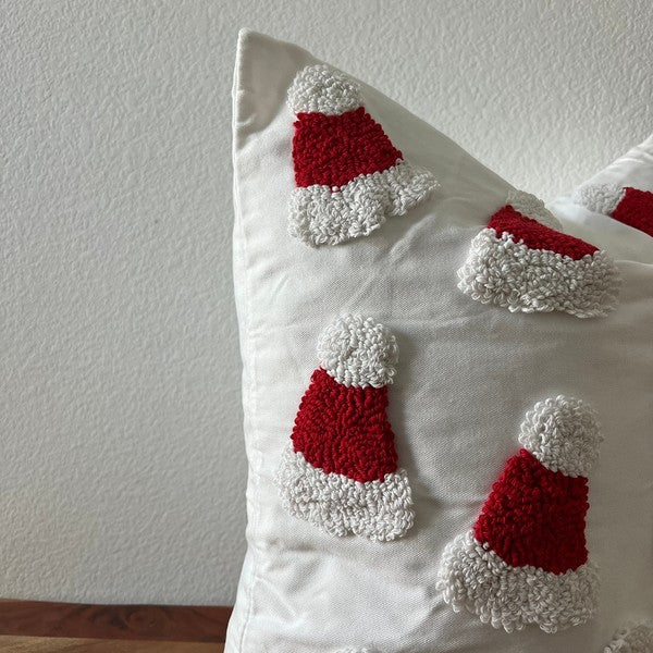 Santa Hat Throw Pillow Cover 20x20 Tufted Design