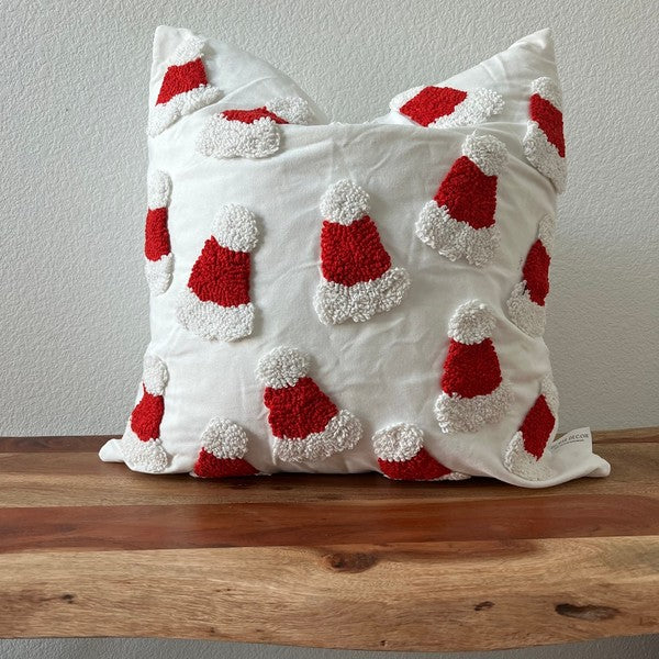 Santa Hat Throw Pillow Cover 20x20 Tufted Design