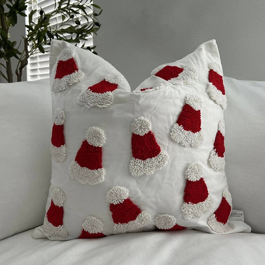 Santa Hat Throw Pillow Cover 20x20 Tufted Design