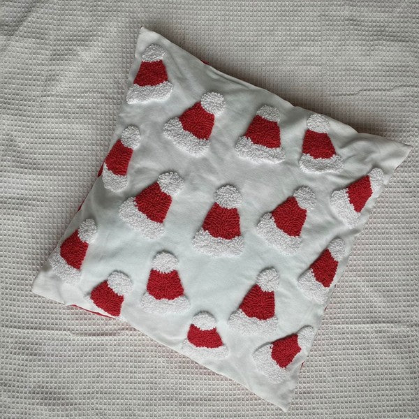 Santa Hat Throw Pillow Cover 20x20 Tufted Design