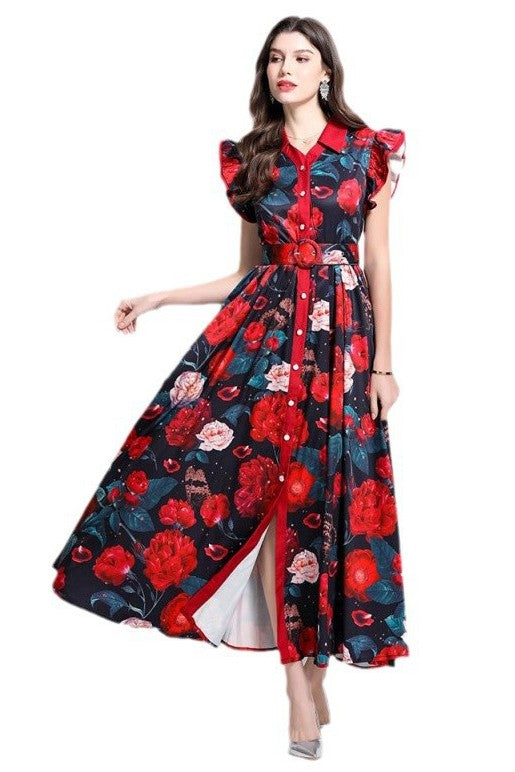 Women Fashion Long Maxi Dress Black and Red / Small Women Fashion Long Maxi Dress Black and Red / Small