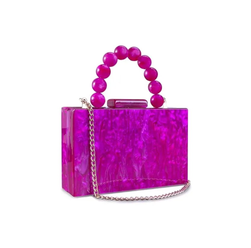 Retro Revival Acrylic Handbag in Fuschia by Lipstick & Chrome