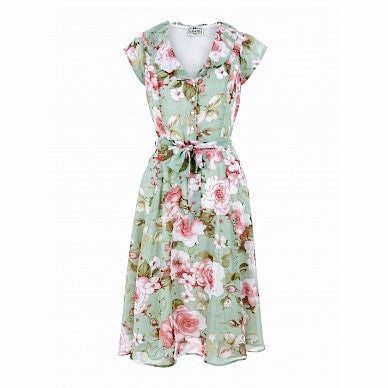 Vintage inspired floral pastel chiffon Violet Watercolor Dress by Collectif Clothing