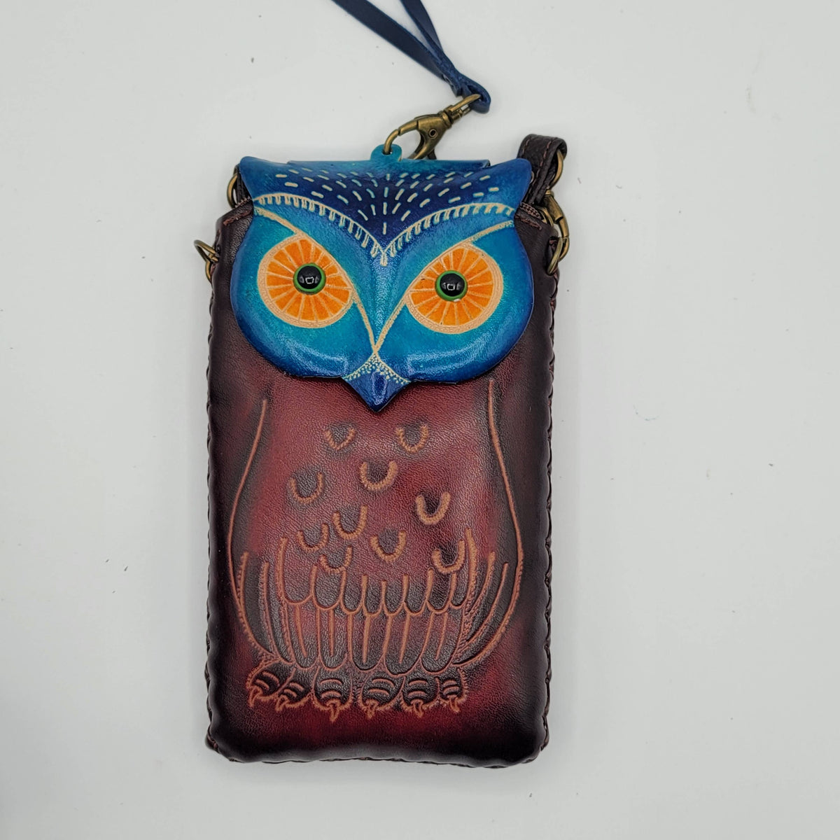 Sunflower Handmade leather inc - Owl Handmade Leather Cell Phone Case: Red