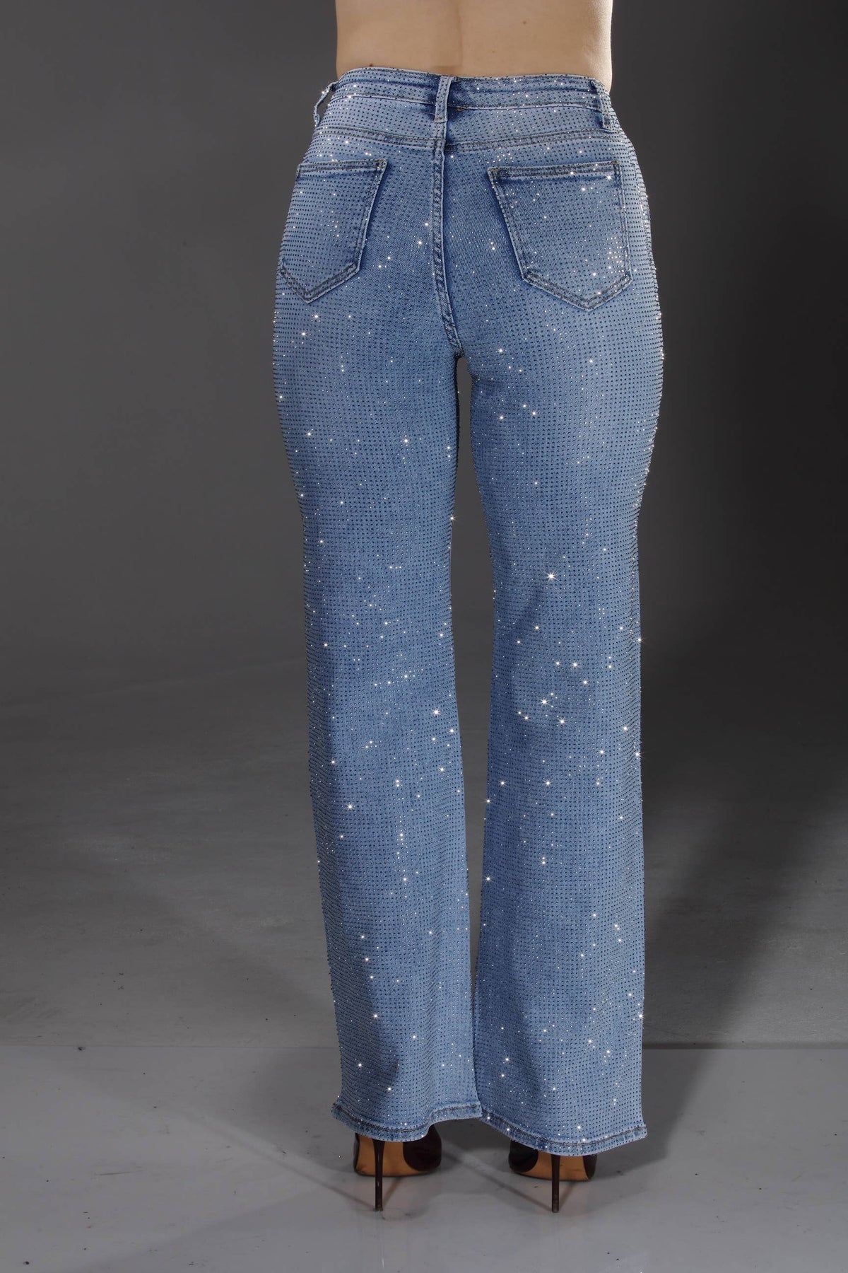 Nina Rossi Jeans - NR3611 light blue full stone embellished 5 pockets jeans : S