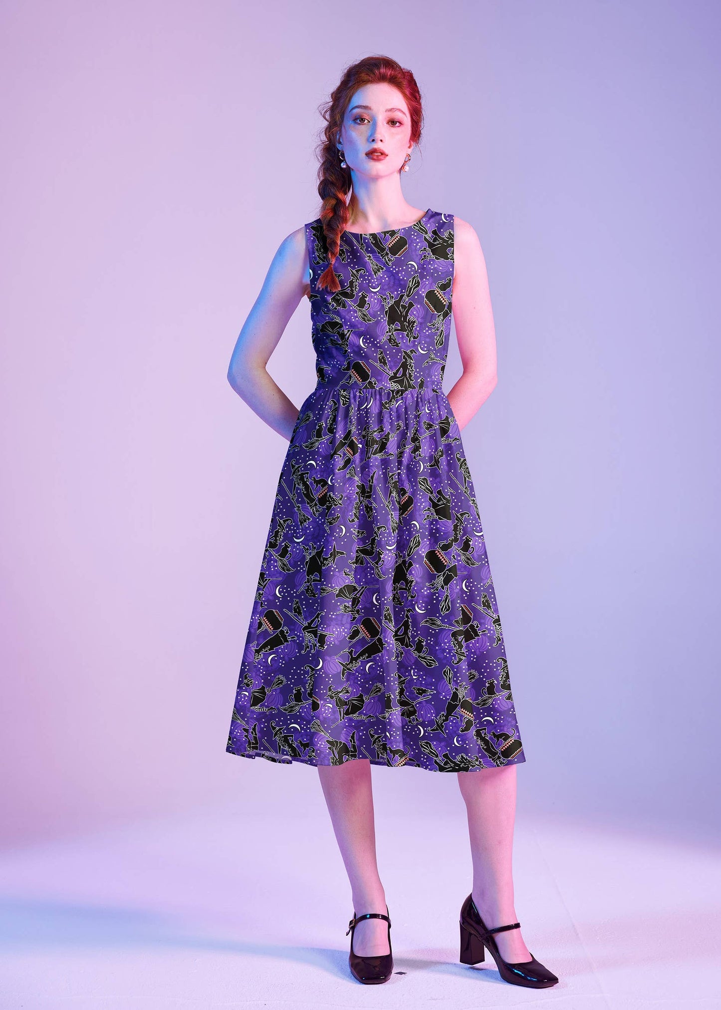 Retrolicious - Glow in the Dark Witches Midi Dress: 2X
