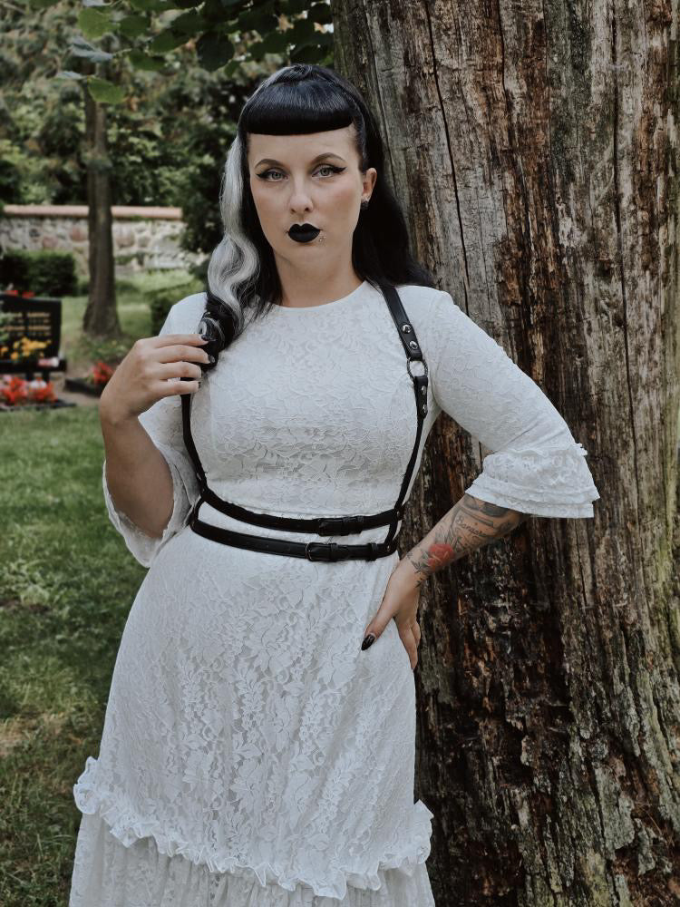 Mina - Ivory Floral Lace Bride of the Vampire Maxi Dress  - READY TO SHIP