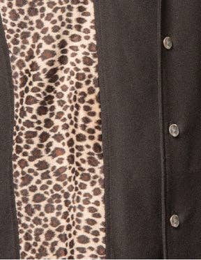 Leopard Panel Bowling Shirt in Black by Steady Clothing