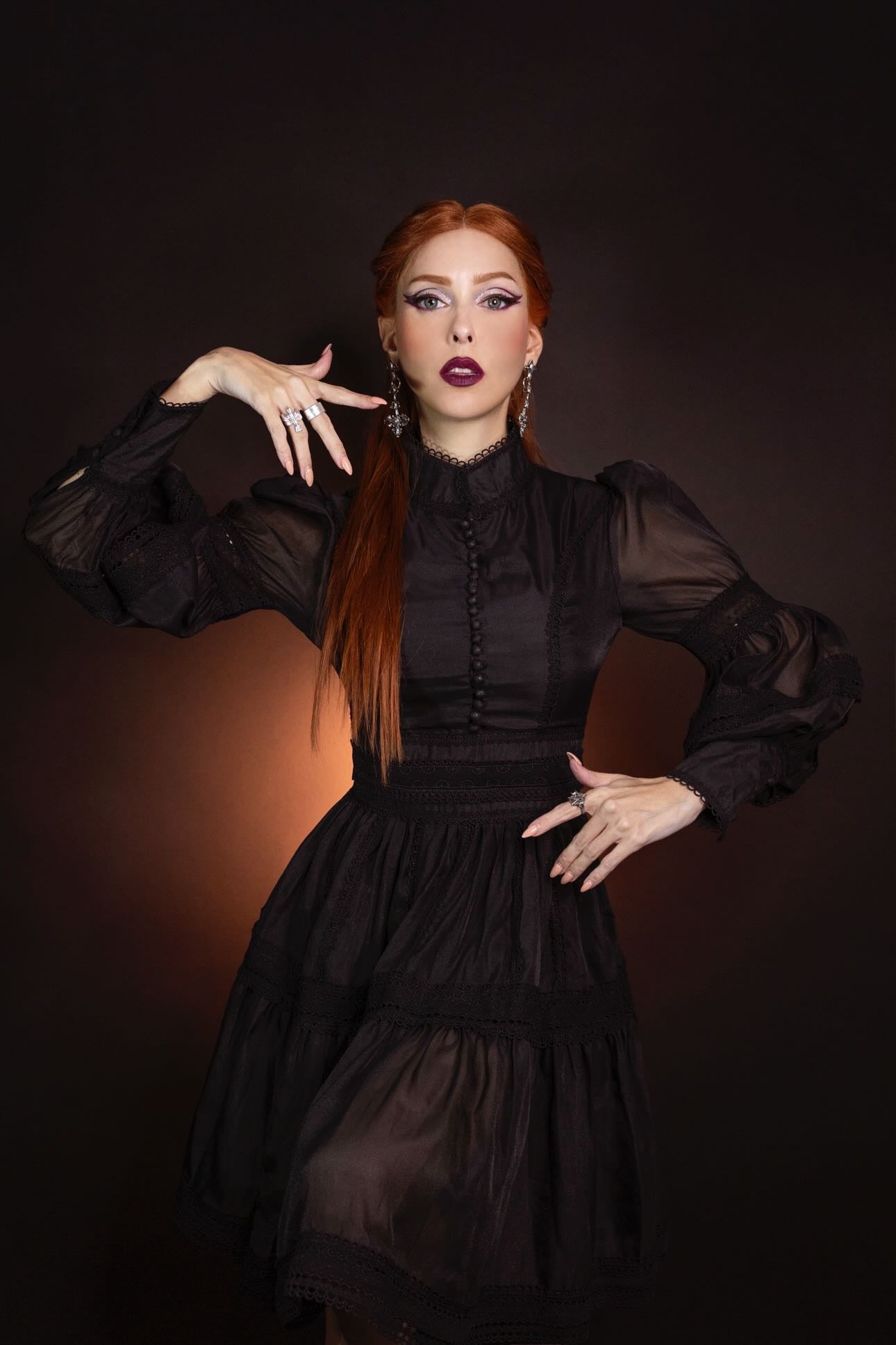 Morgana - Romantic Victorian Inspired Party Dress in Black - PRE-ORDER