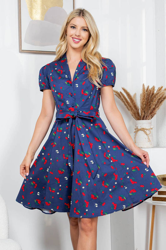 LA Soul - Cherry Retro Cotton Dress - PLUS Size: 3X