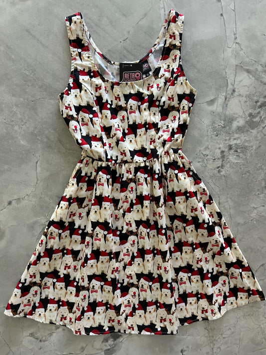 Dogs in Santa Hats Shorter Fit & Flare Dress