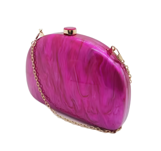 Acrylic Clutch or Crossbody Handbag in Magenta by Lipstick & Chrome