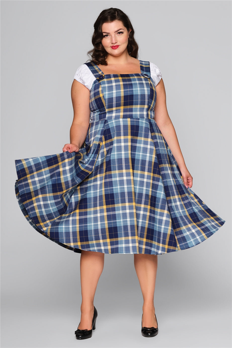 Eloise Moonlight Check Swing Dress by Collectif