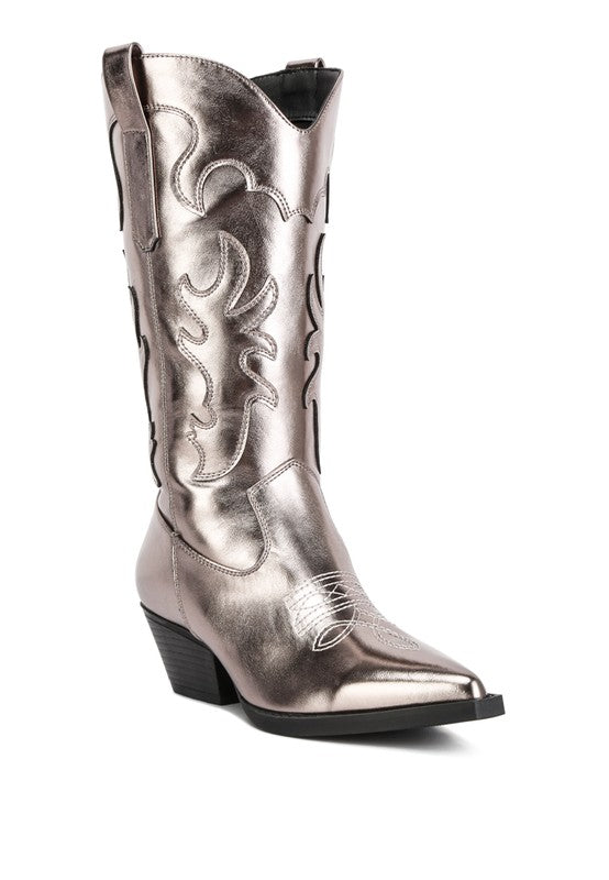 Cowboy Metallic Faux Leather Boots by Rag Company