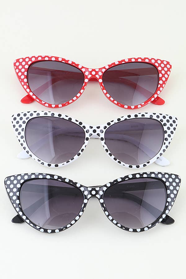 LA Jewelry Plaza - Polka Dot Retro Cat Eye Sunglasses Set