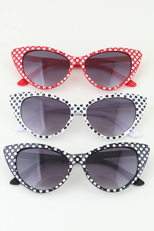 LA Jewelry Plaza - Polka Dot Retro Cat Eye Sunglasses Set