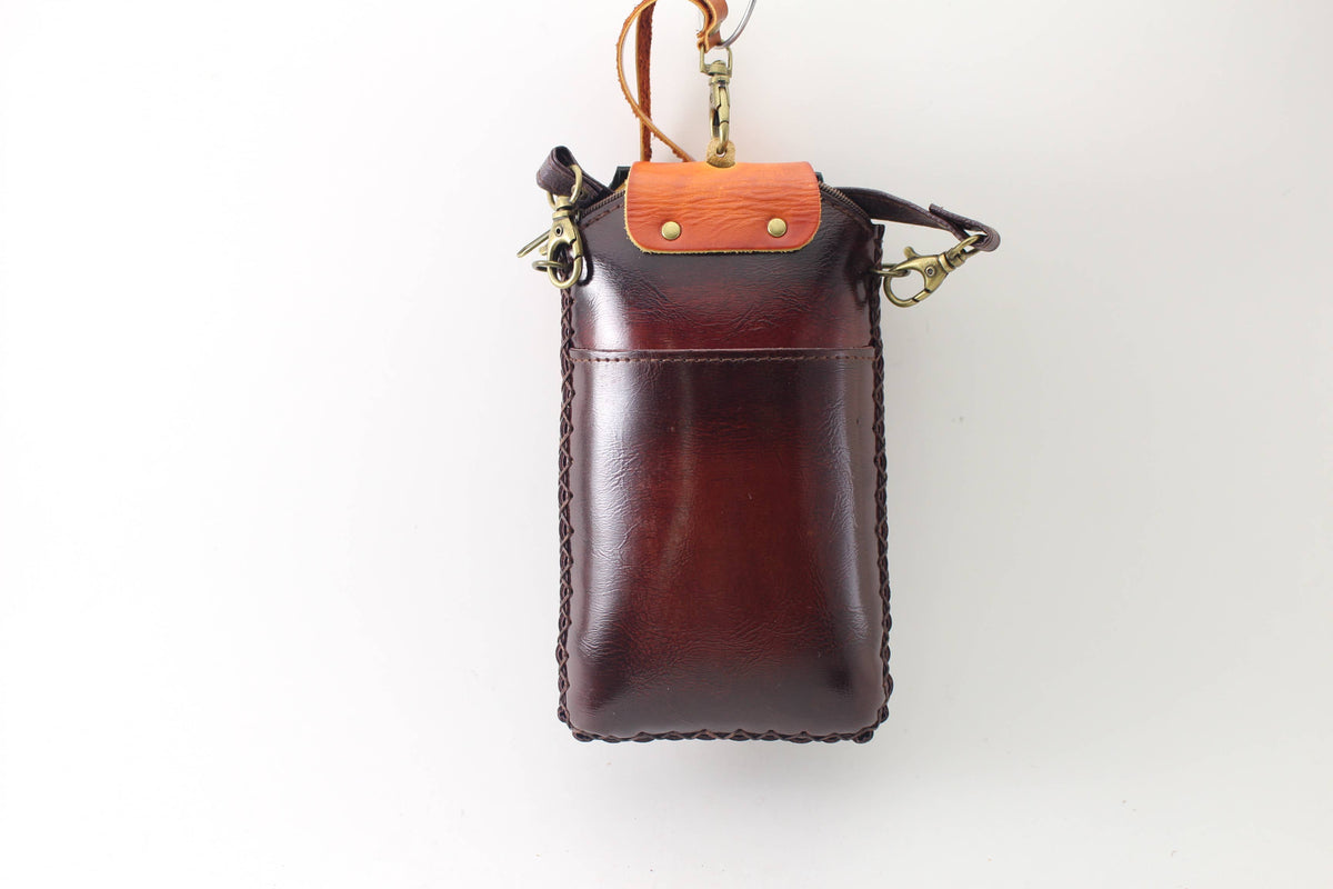 Sunflower Handmade leather inc - Owl Handmade Leather Cell Phone Case: Red