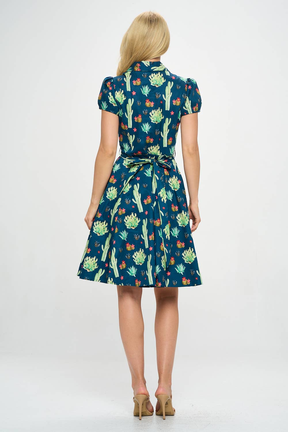 LA Soul - Retro Cactus Fit and Flare Plus size Dress: 3X