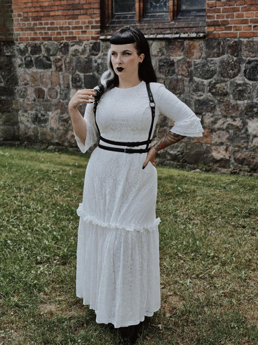 Mina - Ivory Floral Lace Bride of the Vampire Maxi Dress  - READY TO SHIP