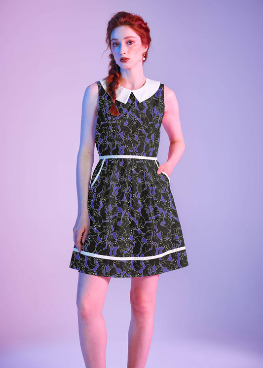 Glow in the Dark Cats Collared Dress by Retrolicious