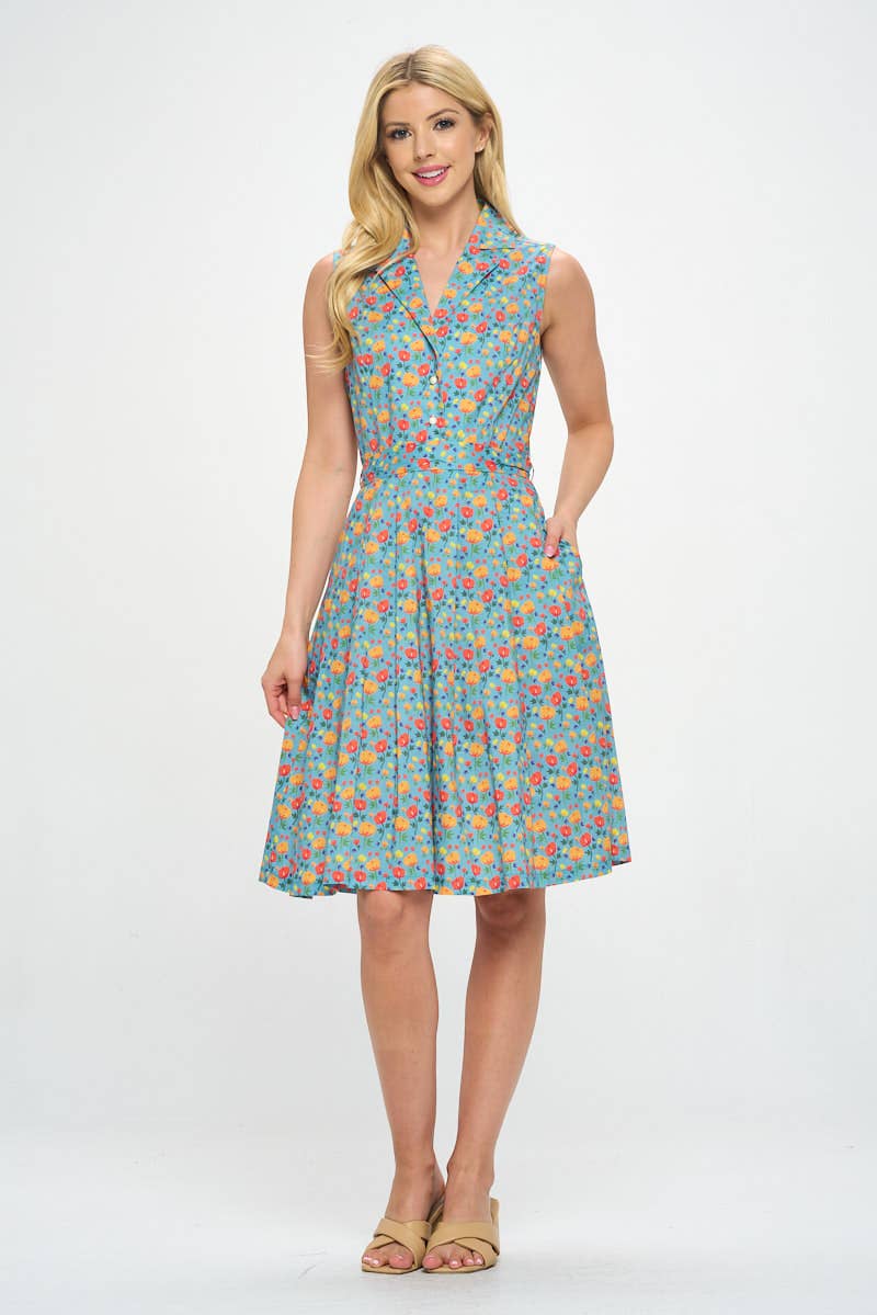 LA Soul - Colorful Poppy Flower print Cotton Dress: M