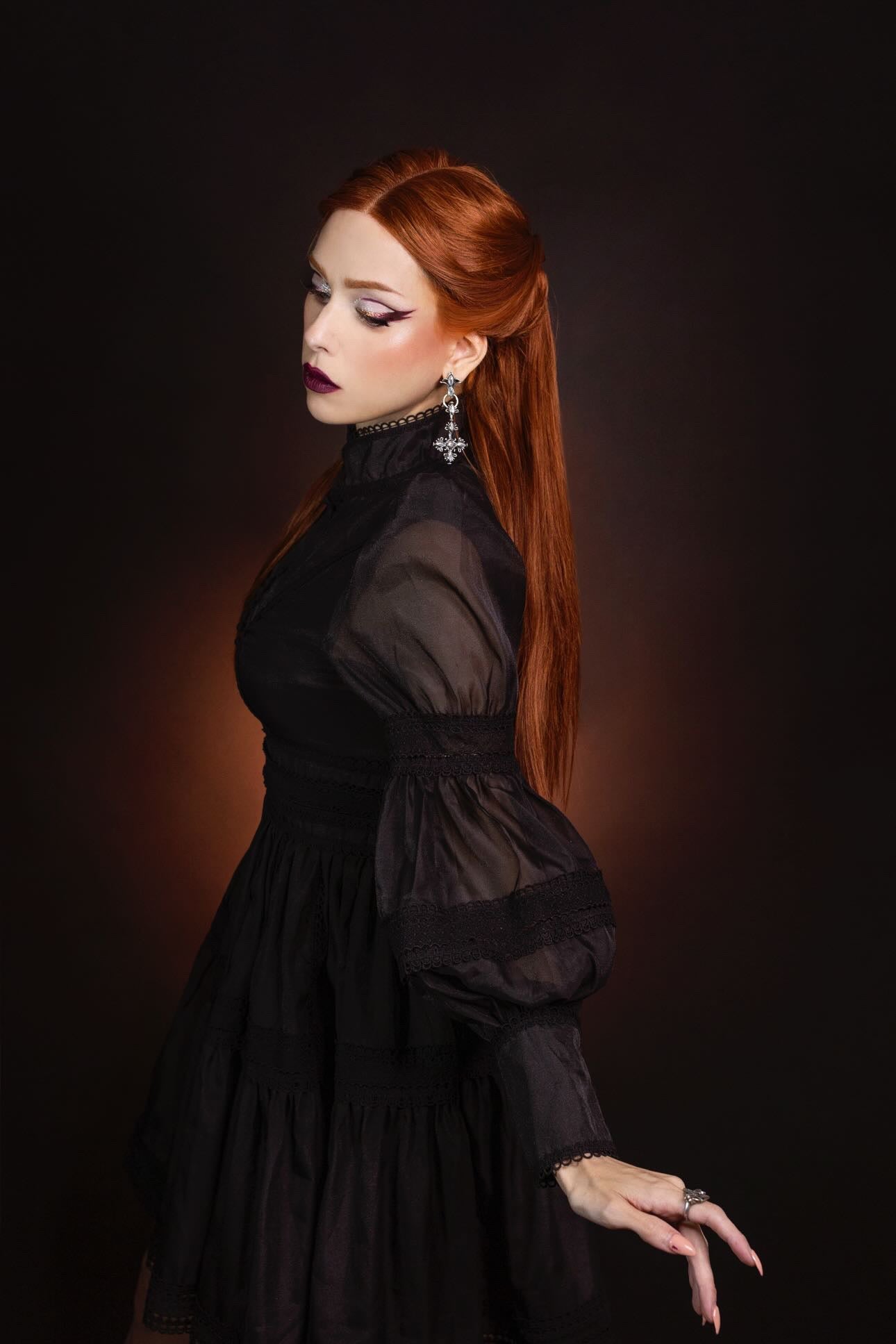 Morgana - Romantic Victorian Inspired Party Dress in Black - PRE-ORDER