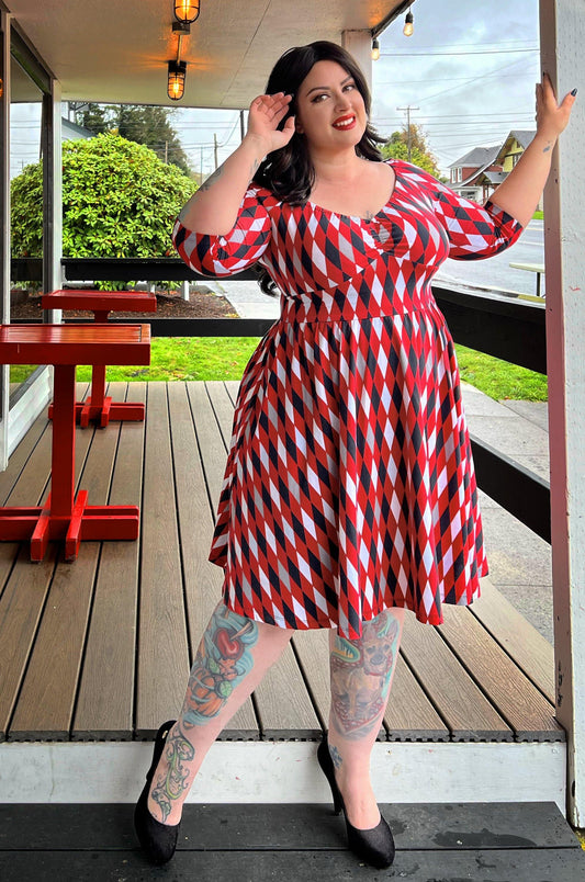 Kayla Swing Dress in Bad Girl Harlequin | Deadly Dames
