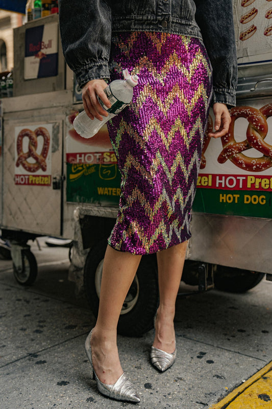Be Happy Friend Sequin Midi Skirt