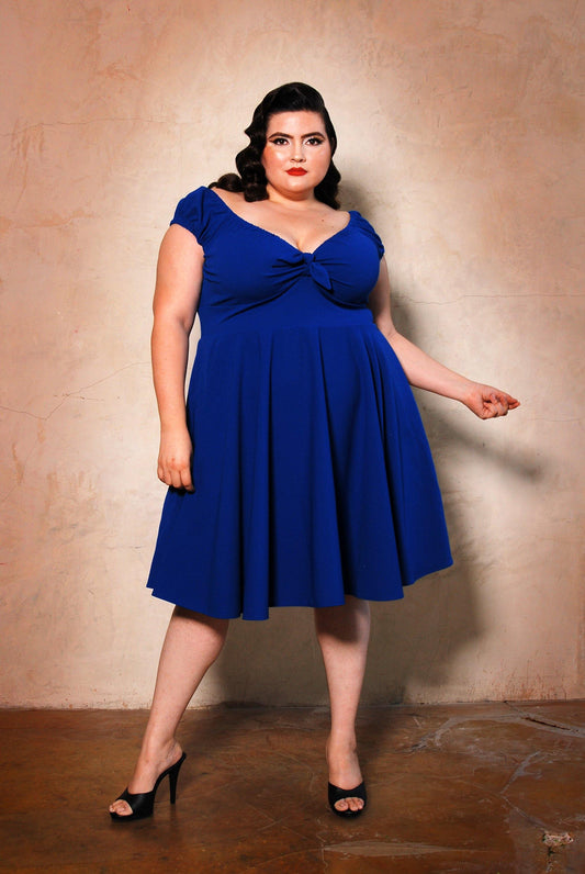 Natalie Dress in Royal Blue Crepe | Pinup Couture