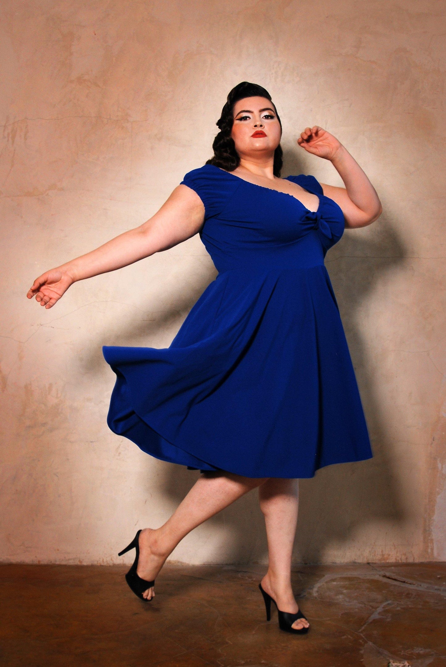 Natalie Dress in Royal Blue Crepe | Pinup Couture