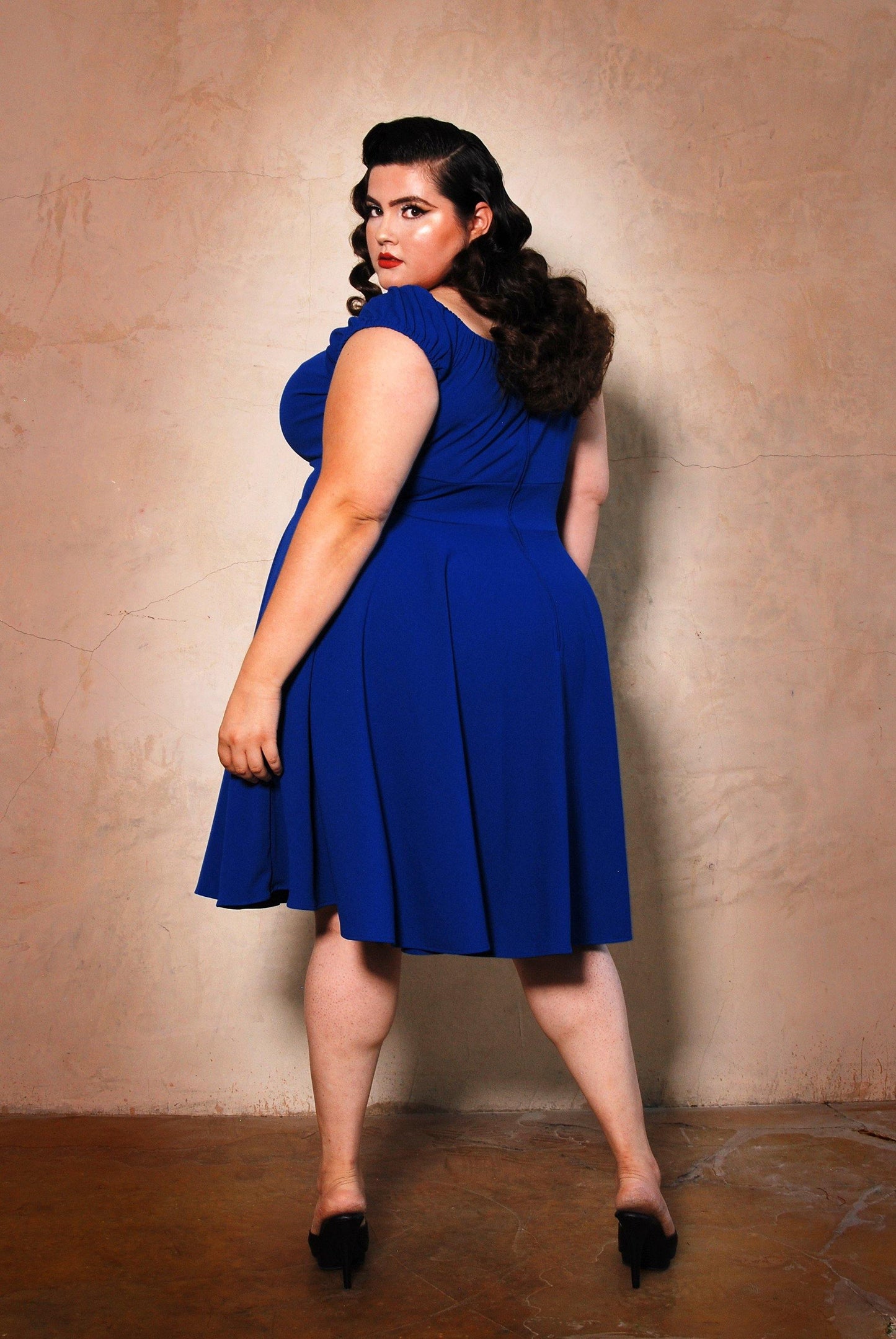 Natalie Dress in Royal Blue Crepe | Pinup Couture