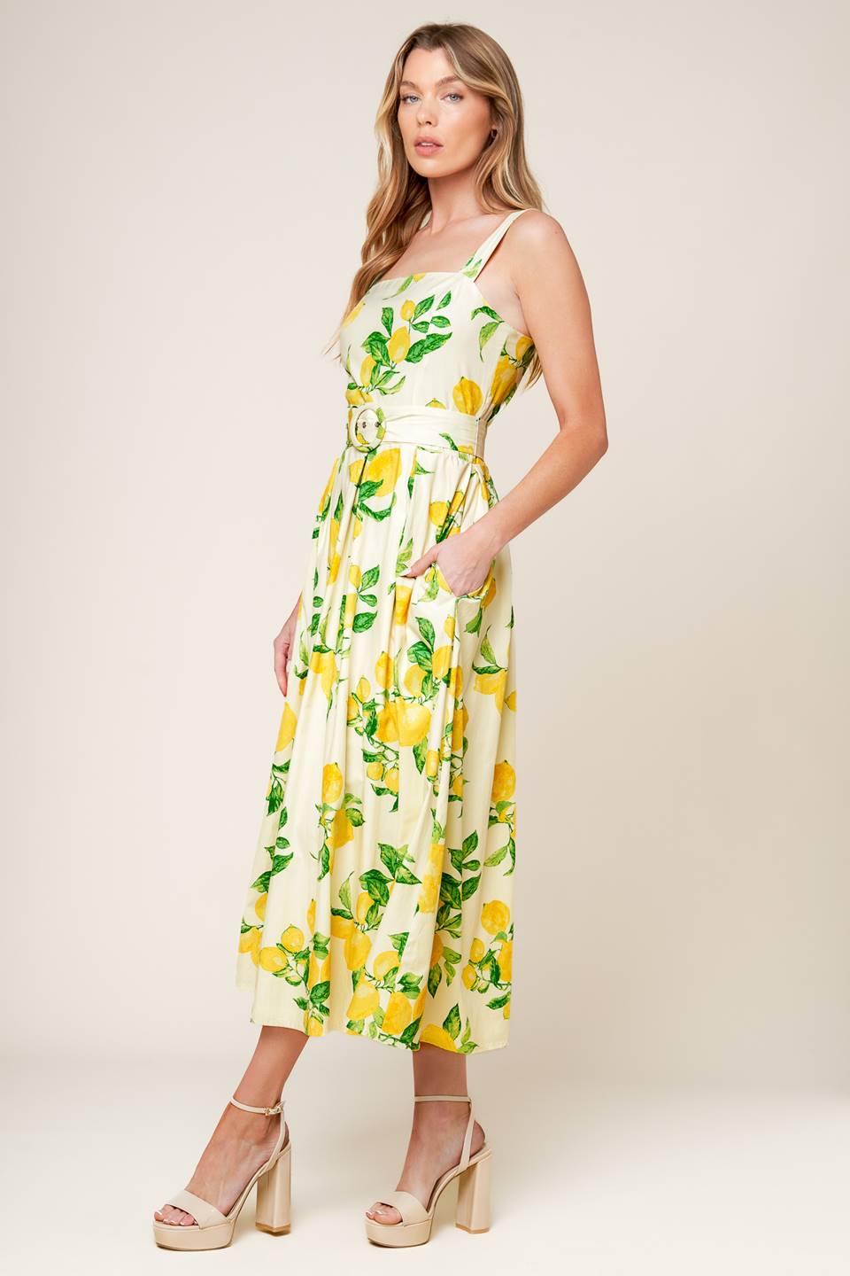 Beaming Perfection Ivory Woven Midi Dress