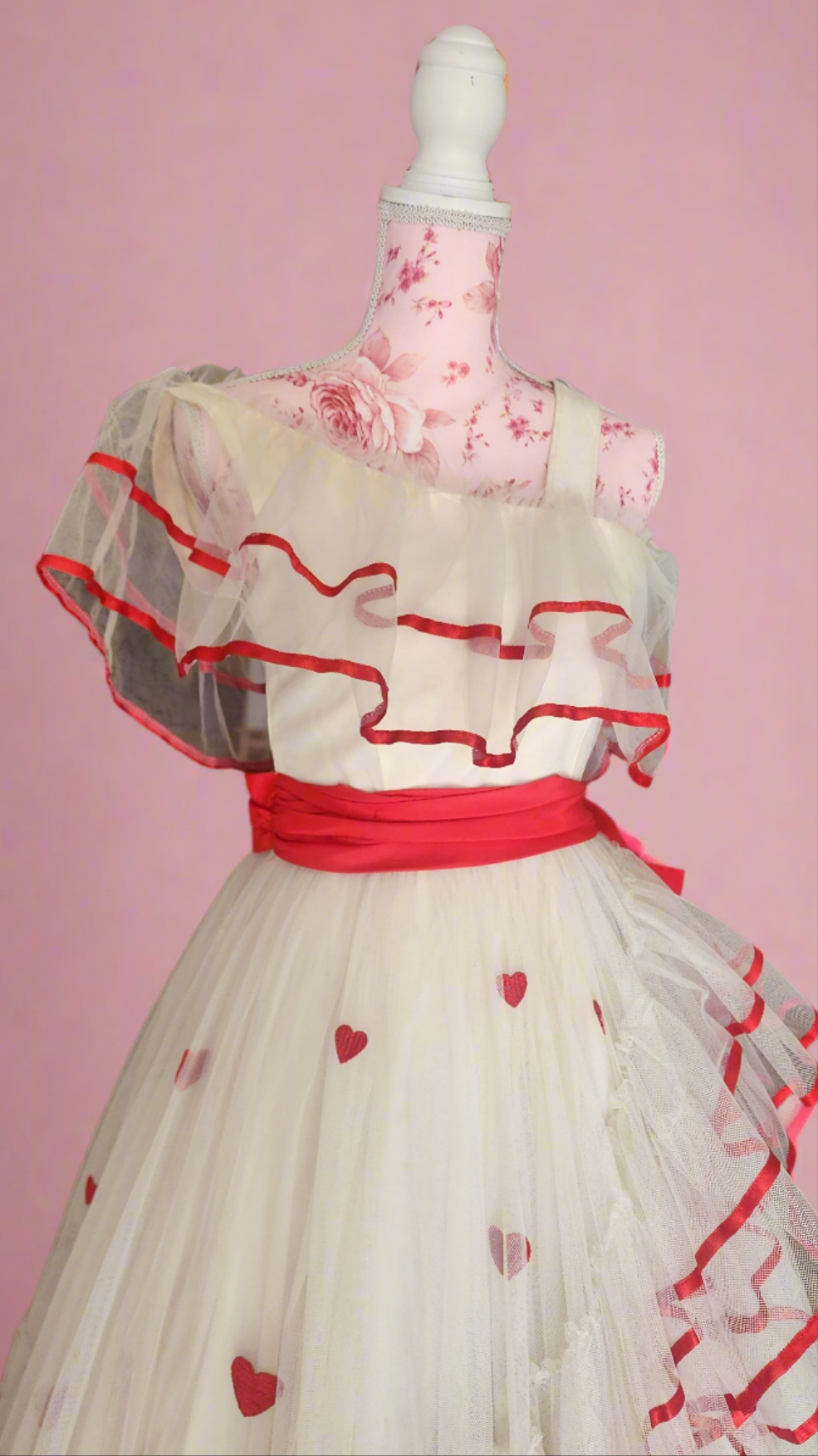 Vintage Heart Tulle Ruffle Dress