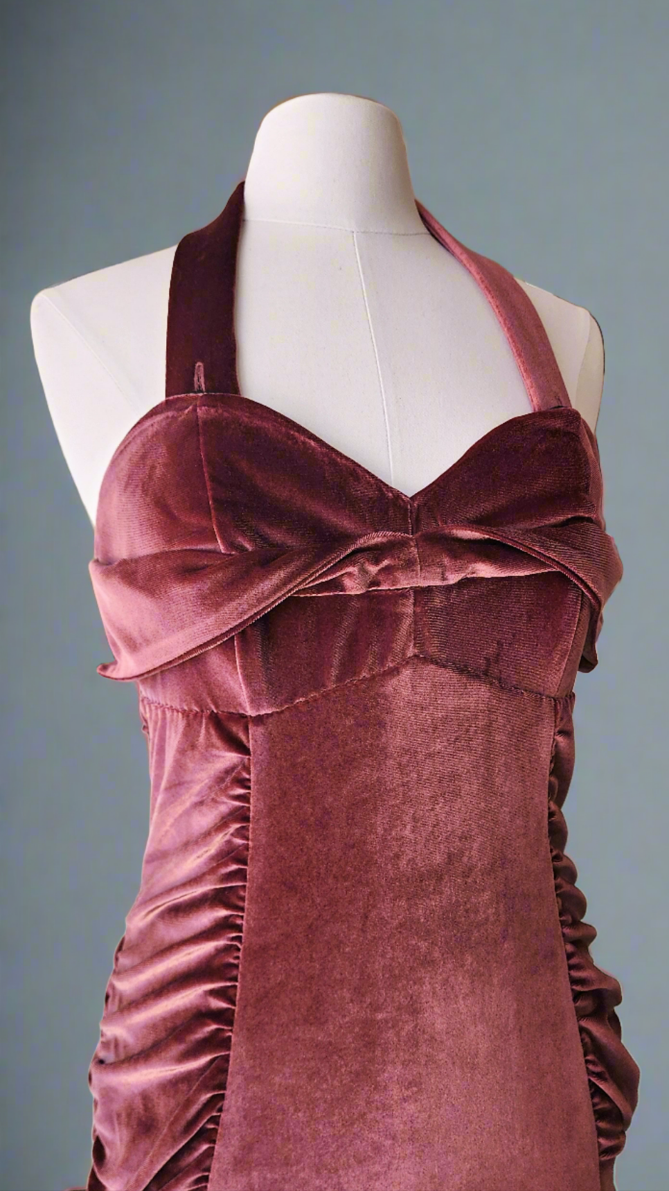 Dusty Rose Velvet Ruched 1950's Marilyn Inspired Pinup Swimsuit